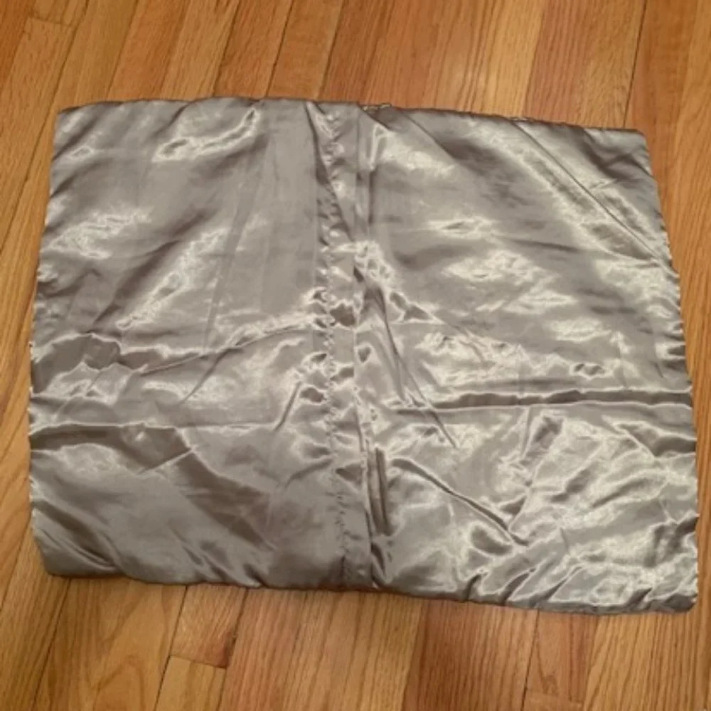 Grey satin-like pillow sham